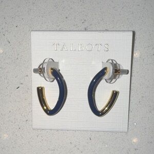 Talbots Navy and Gold Open Hoop Earrings